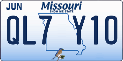 MO license plate QL7Y1O