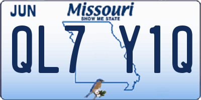 MO license plate QL7Y1Q
