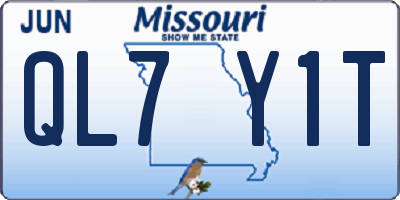 MO license plate QL7Y1T