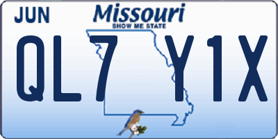 MO license plate QL7Y1X