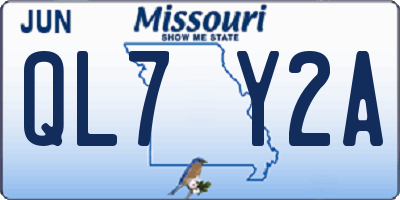 MO license plate QL7Y2A