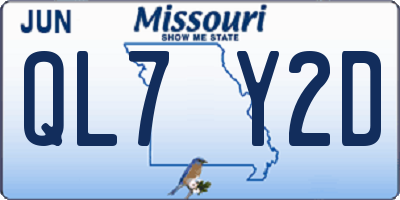 MO license plate QL7Y2D