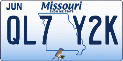 MO license plate QL7Y2K
