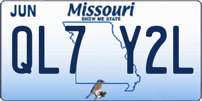 MO license plate QL7Y2L