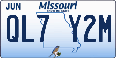 MO license plate QL7Y2M