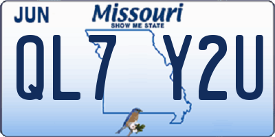 MO license plate QL7Y2U
