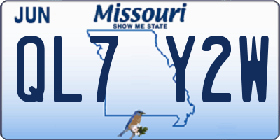 MO license plate QL7Y2W
