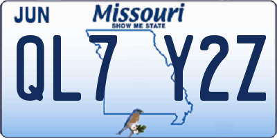 MO license plate QL7Y2Z