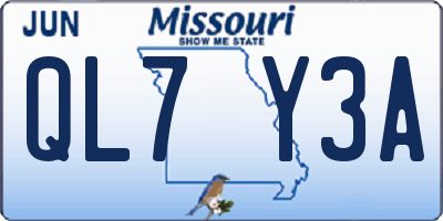 MO license plate QL7Y3A