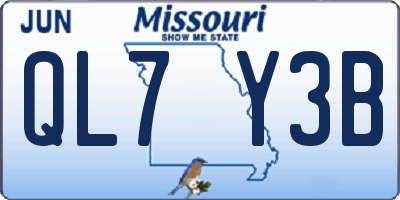 MO license plate QL7Y3B