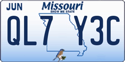 MO license plate QL7Y3C