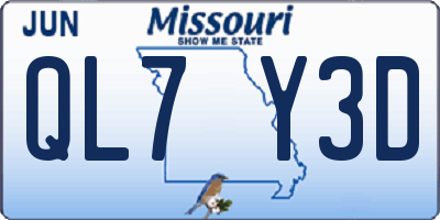 MO license plate QL7Y3D