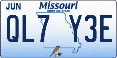 MO license plate QL7Y3E