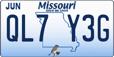 MO license plate QL7Y3G