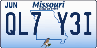 MO license plate QL7Y3I