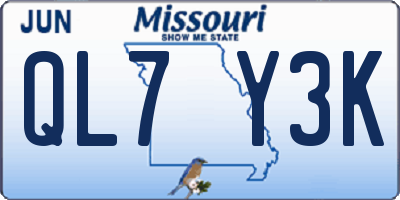 MO license plate QL7Y3K