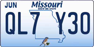 MO license plate QL7Y3O