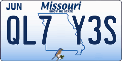 MO license plate QL7Y3S