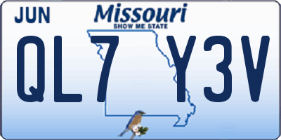 MO license plate QL7Y3V