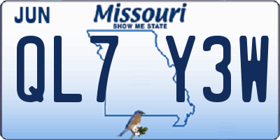 MO license plate QL7Y3W