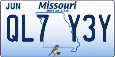 MO license plate QL7Y3Y