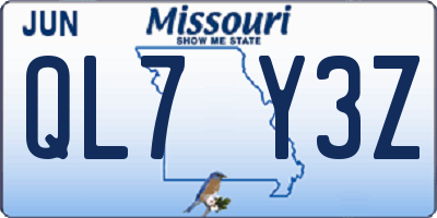 MO license plate QL7Y3Z