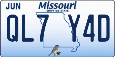 MO license plate QL7Y4D