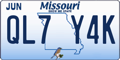 MO license plate QL7Y4K