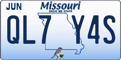 MO license plate QL7Y4S