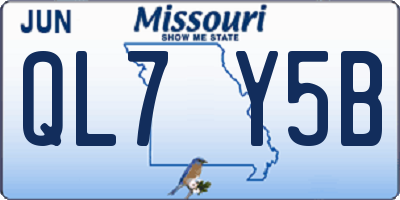 MO license plate QL7Y5B