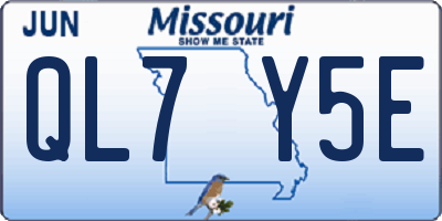 MO license plate QL7Y5E