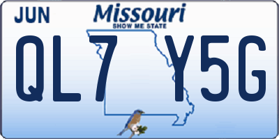 MO license plate QL7Y5G