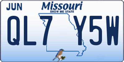 MO license plate QL7Y5W