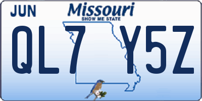MO license plate QL7Y5Z