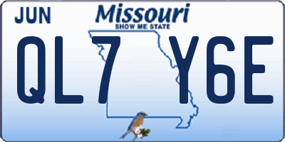 MO license plate QL7Y6E