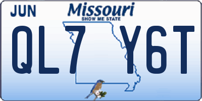 MO license plate QL7Y6T