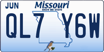 MO license plate QL7Y6W