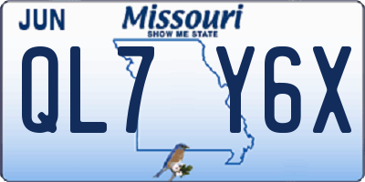 MO license plate QL7Y6X