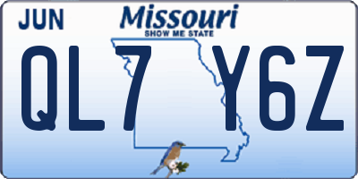 MO license plate QL7Y6Z