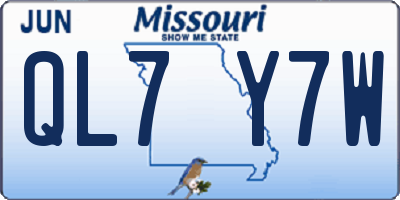 MO license plate QL7Y7W