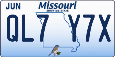 MO license plate QL7Y7X