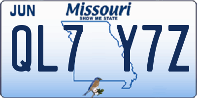 MO license plate QL7Y7Z