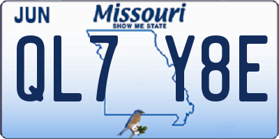 MO license plate QL7Y8E