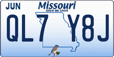 MO license plate QL7Y8J