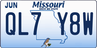 MO license plate QL7Y8W