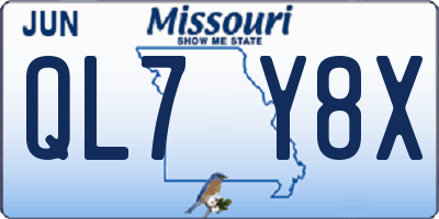 MO license plate QL7Y8X