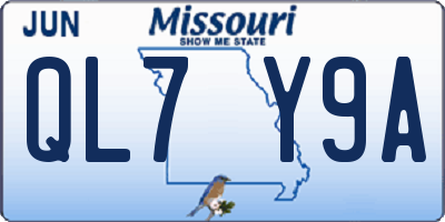 MO license plate QL7Y9A