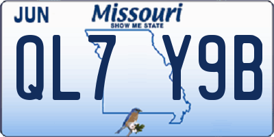 MO license plate QL7Y9B
