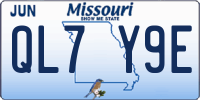 MO license plate QL7Y9E