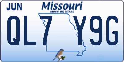 MO license plate QL7Y9G